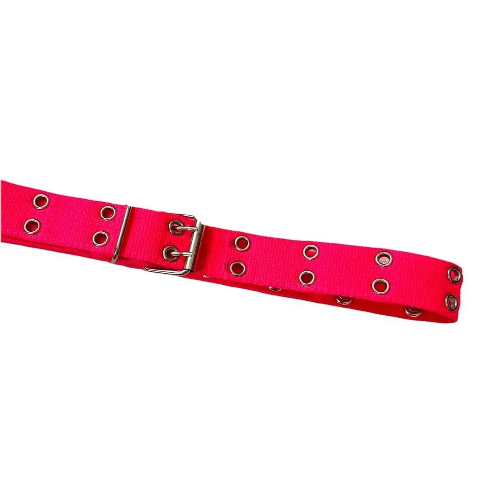 Women's 90s Y2K Bright Pink Waist‎ Belt With Silver Belt Holes. 38